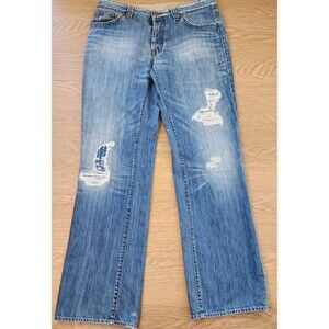 BOSS HUGO BOSS Jeans Mens 36x34 Straight Leg Light Blue Distressed Rock Grunge